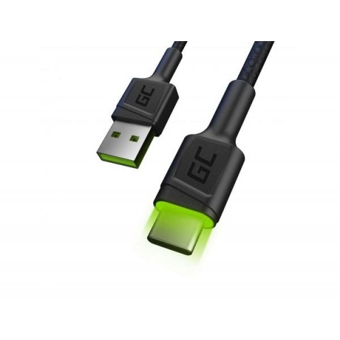 Laidas USB - USB C (K-K) su LED 1.2m Fast charge Greencell